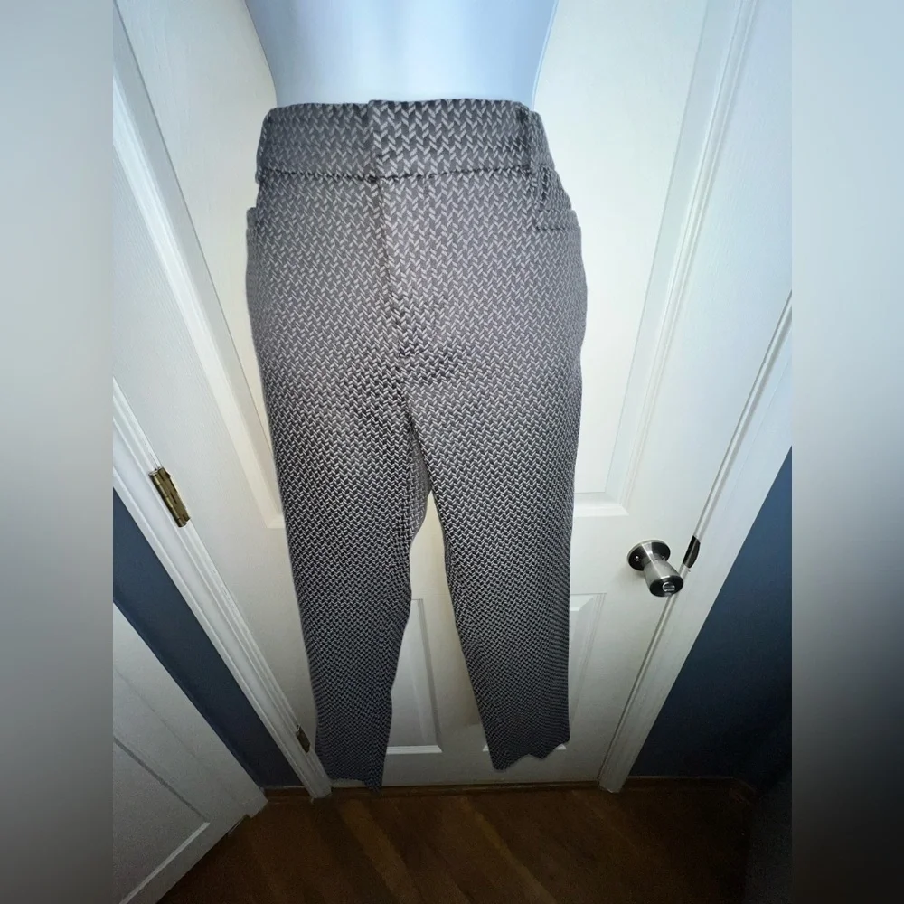 Banana Republic Sloan Fit Size 8 Gray Geometric Slim Leg Trouser Dress Pants M